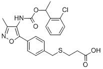 3-[({4-[4-({[1-(2-Chlorophenyl)ethoxy]carbonyl}amino)-3-methyl-1,2-oxazol-5-yl]phenyl}methyl)sulfanyl]propanoic acid